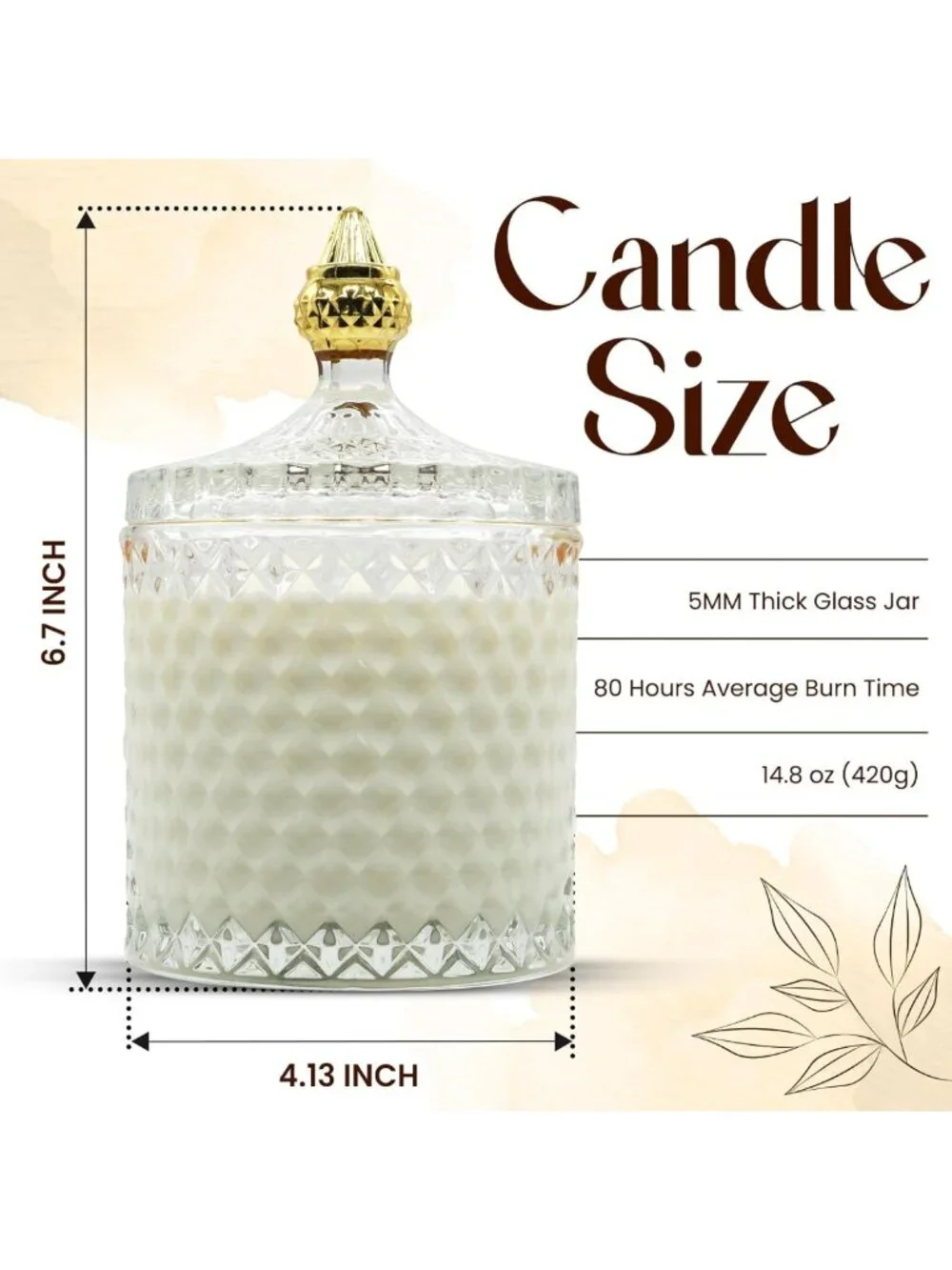 Luxury Scented Candle Gift - Ghost Orchid Fragrance, Soy Wax, 80Hr Burn, Perfect